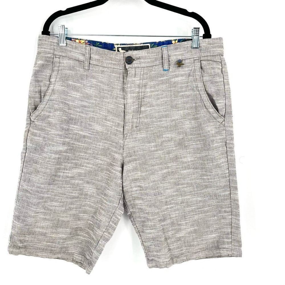 Modern amusement men’s flat‎ front shorts Heathered gray small chino 100% cotton